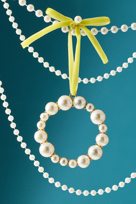 Anthropologie Pearl Monogram Ornament In Multi