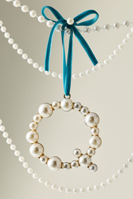 Anthropologie Pearl Monogram Ornament In Multi
