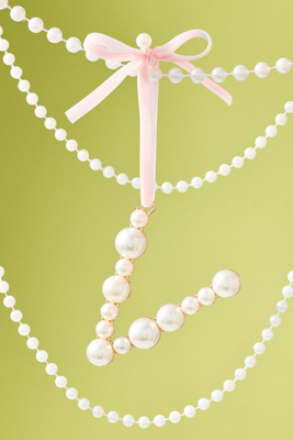 Anthropologie Pearl Monogram Ornament In Pink