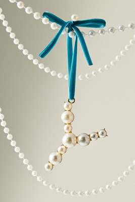 Anthropologie Pearl Monogram Ornament In Multi