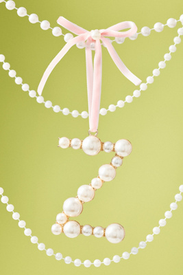 Anthropologie Pearl Monogram Ornament In Pink
