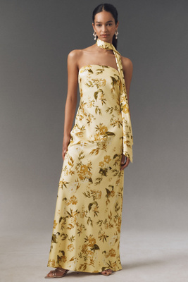 Sachin & Babi Molly Scarf-neck Strapless Column Maxi Dress In Black