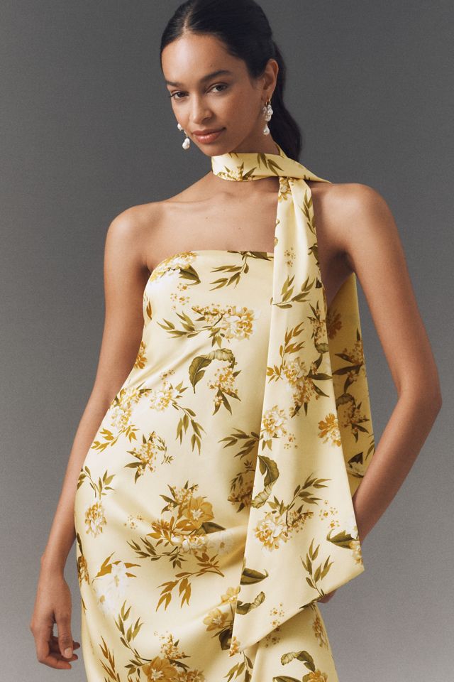 Sachin & Babi Molly Scarf-Neck Strapless Column Maxi Dress