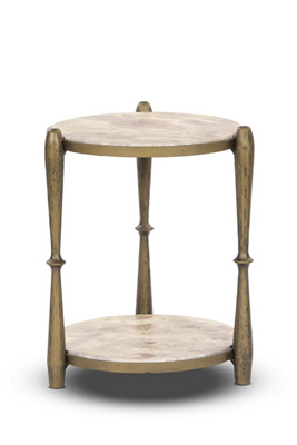Anthropologie Ruthie Marble Round End Table In Gold