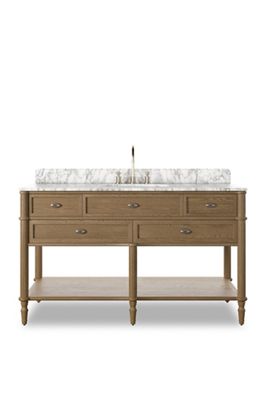 Toulouse Marble-Top Single Wide Oak Bathroom Vanity