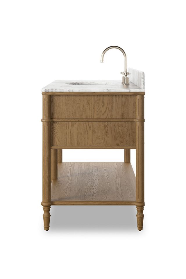 Toulouse Marble-Top Single Wide Oak Bathroom Vanity #3
