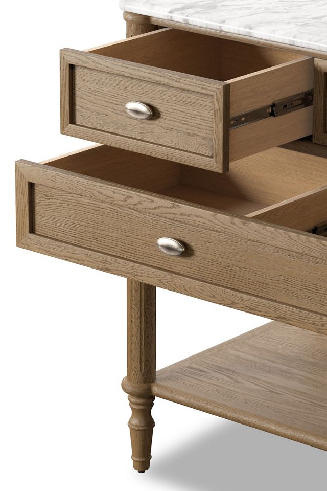 Toulouse Marble-Top Single Wide Oak Bathroom Vanity #5