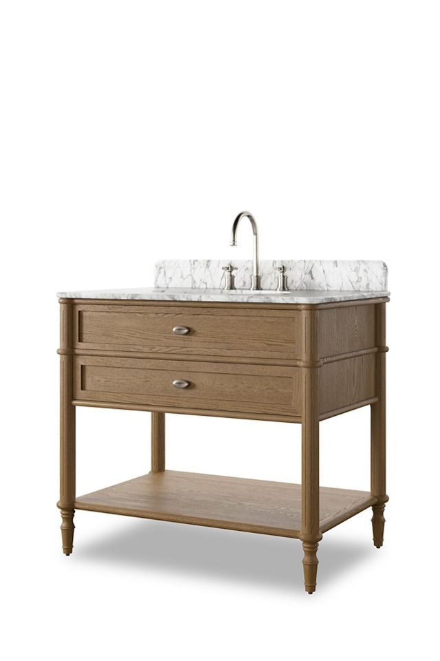 Toulouse Marble-Top Single Oak Bathroom Vanity #1