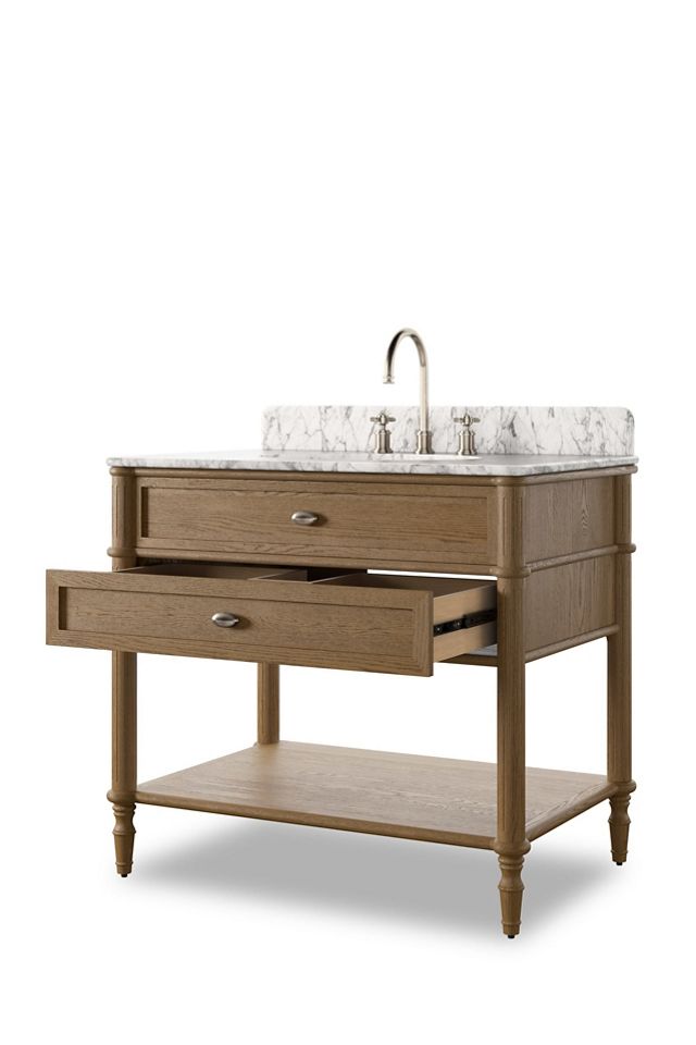 Toulouse Marble-Top Single Oak Bathroom Vanity #2