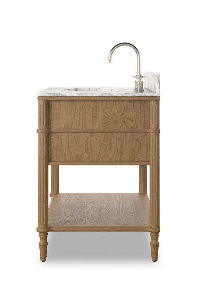 Toulouse Marble-Top Single Oak Bathroom Vanity #3