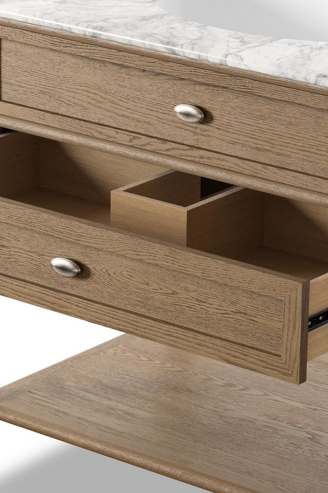 Toulouse Marble-Top Single Oak Bathroom Vanity #5