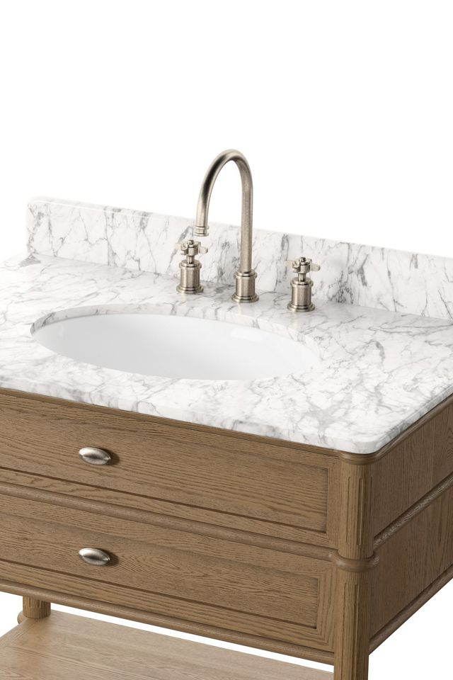Toulouse Marble-Top Single Oak Bathroom Vanity #6