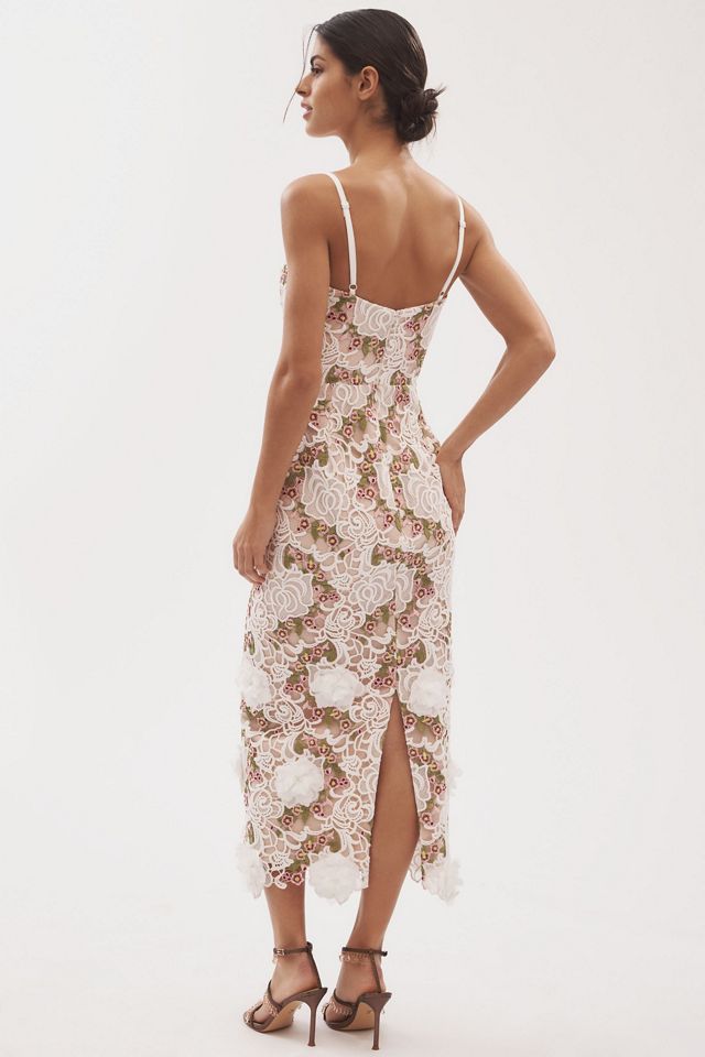 Helsi Norah Sleeveless V-Neck Floral Lace Column Midi Dress #1