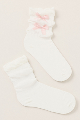 Casa Clara Primrose Bow Detail Socks In White
