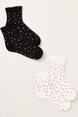 Casa Clara Penny Ruffle-edge Socks In Black