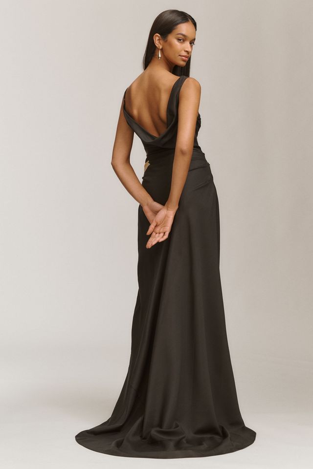 LEO LIN Esme Cowl-Neck Wool-Silk Blend Maxi Dress #1