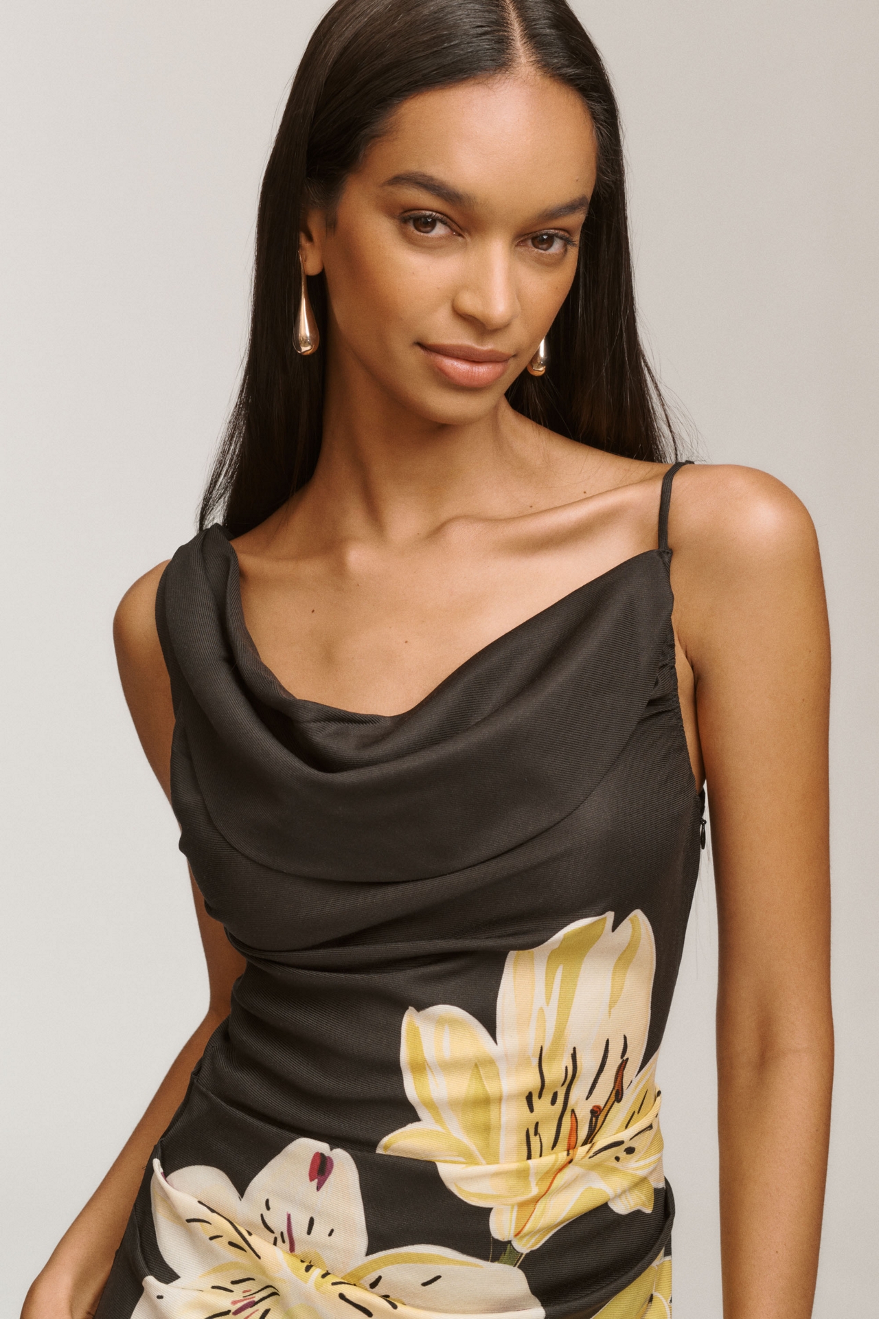 LEO LIN Esme Cowl-Neck Wool-Silk Blend Maxi Dress