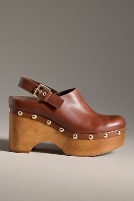 Dolce Vita Adelan Wood-bottom Clog Heels In Brown