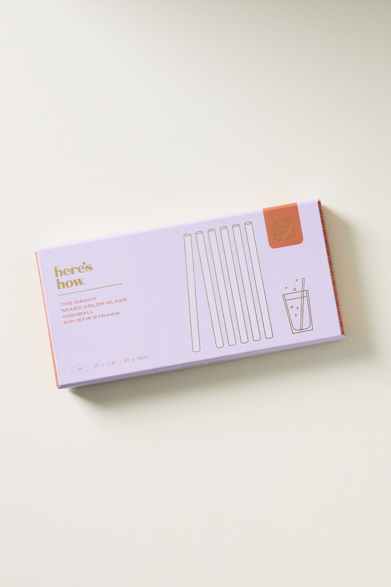 Here's How Glass Highball Straws, Set of 6 - Multi, Set Of 6
