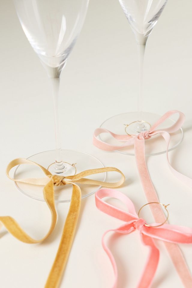 Velvet Bow Wine Charms, Set of 6 #1