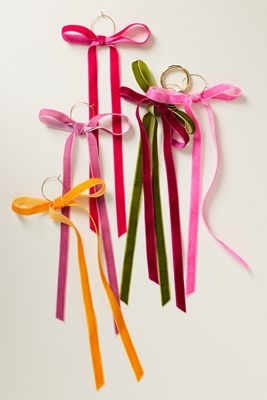 Velvet Bow Wine Charms, Set of 6