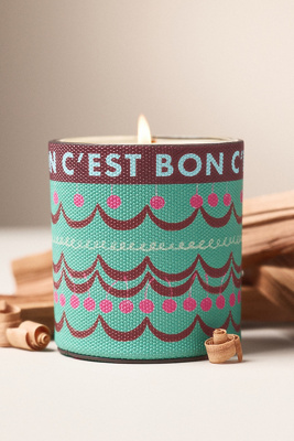Anthropologie Emi Woody Fresh Balsam & Cedarwood Glass Candle In Green