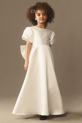 Gió Bespoke Giulia Short-Sleeve Back-Bow Flower Girl Dress