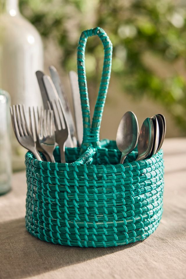 Woven Seagrass Utensil Holder #1