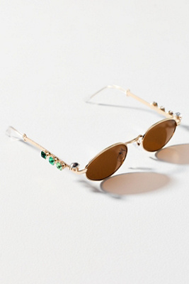 Eyeking Tiny Oval Rhinestone Sunglasses
NWT
COLOR- Brown
Anrhopoogie Eyeking Slim Tiny Oval Sunglasses at MarketFair Shoppes in  main image 4