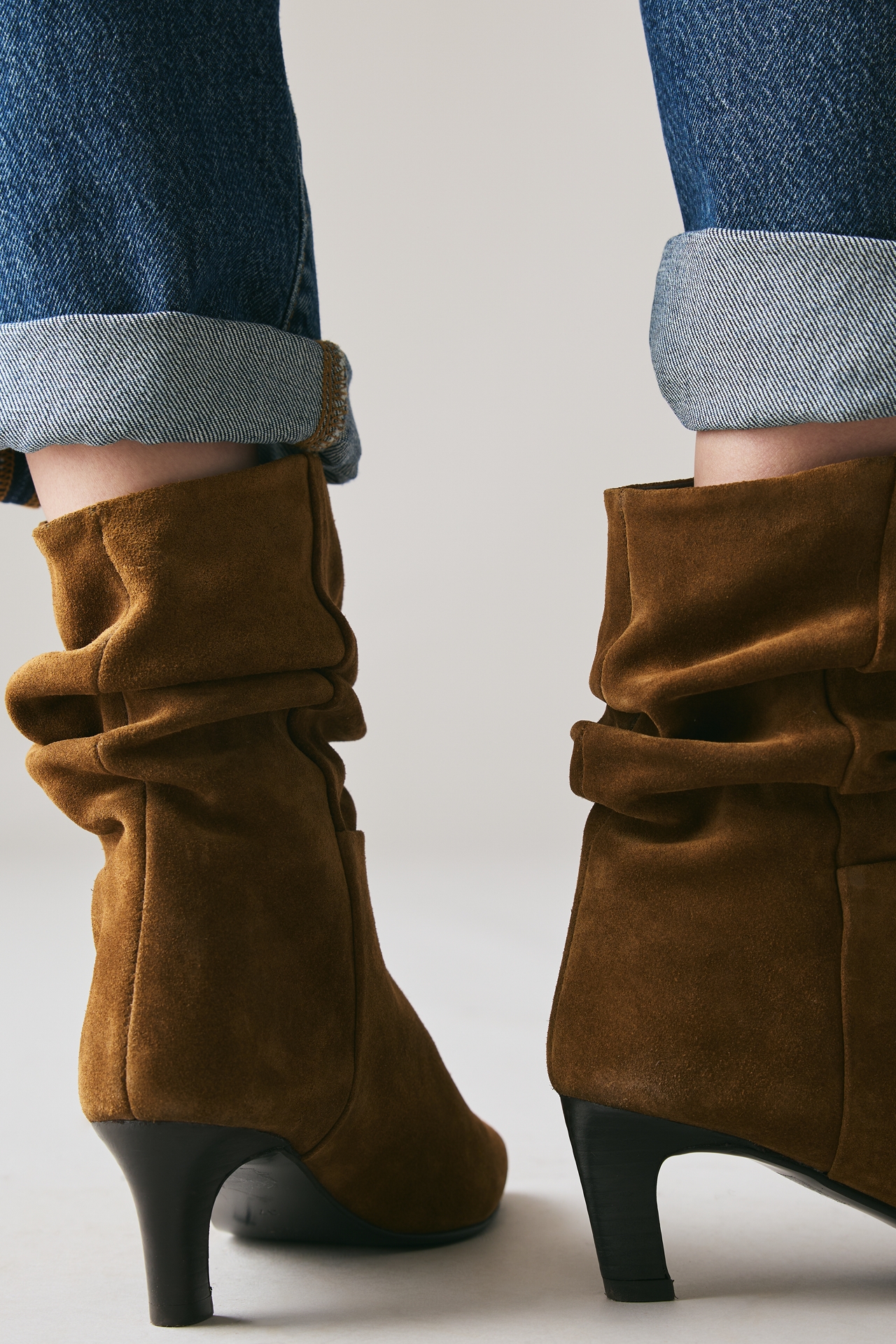 By Anthropologie Suede Scrunch Boots