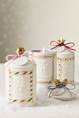 New York City Ballet Candy Cane Ceramic Candle