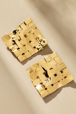 Christina Caruso Woven Square Clip-On Earrings