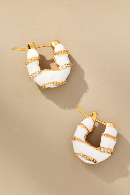 Joanna Laura Constantine Enamel Mini Hoop Earrings In White