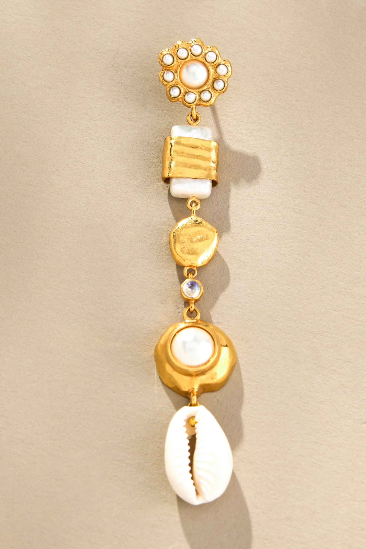 Joanna Laura Constantine Pearl Shell Mismatched Dangle Earrings