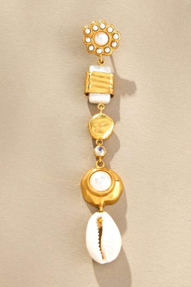 JOANNA LAURA CONSTANTINE　パール　ゴールド　ビアス Joanna Laura Constantine Pearl Shell Mismatched Dangle