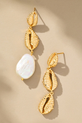 Joanna Laura Constantine Long Seashell Mismatched Earrings In Gold