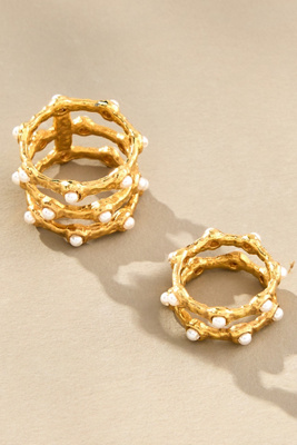 Joanna Laura Constantine Pearl Wave Pearls, Set Of 2 In Gold
