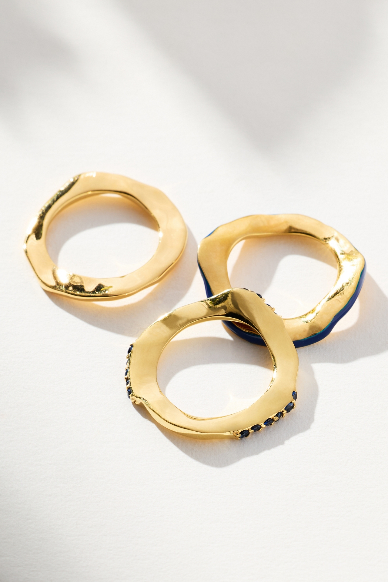 Joanna Laura Constantine Enamel & Stone Wave Rings, Set of 3