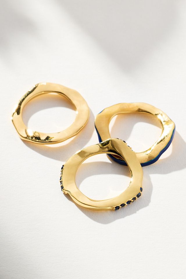 Joanna Laura Constantine Enamel & Stone Wave Rings, Set of 3 #1