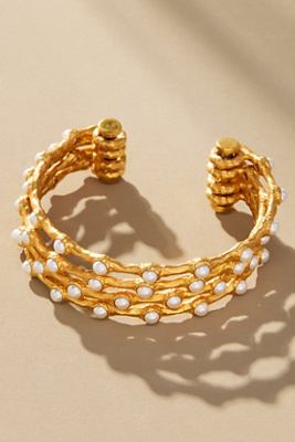 Joanna Laura Constantine Pearl Wave Cuff Bracelet In Gold