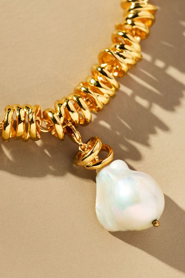JOANNA LAURA CONSTANTINE　パール　ゴールド　ビアス Joanna Laura Constantine Pearl Enamel Large Wave Hoop