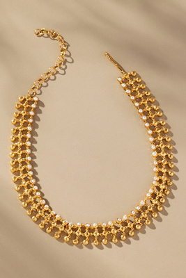 Joanna Laura Constantine Pearl Orbs Mesh Choker Necklace In Gold
