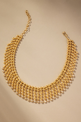 Joanna Laura Constantine Statement Stone Fringe Necklace In Gold