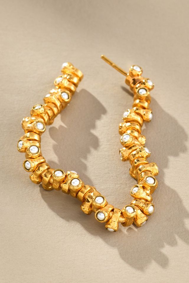 Joanna Laura Constantine Wavy Pearl Hoop Earrings #1