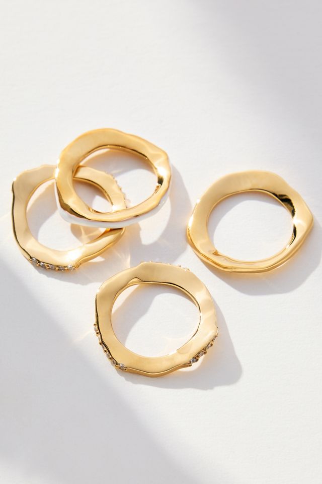 Joanna Laura Constantine Enamel & Stone Wave Rings, Set of 3 #1