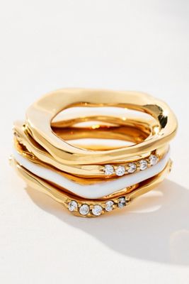 Joanna Laura Constantine Enamel & Stone Wave Rings, Set of 3