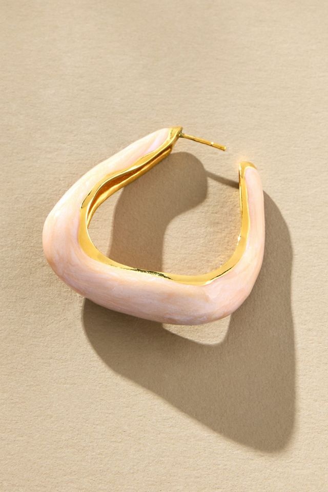 Joanna Laura Constantine Pearl Enamel Large Wave Hoop Earrings #1