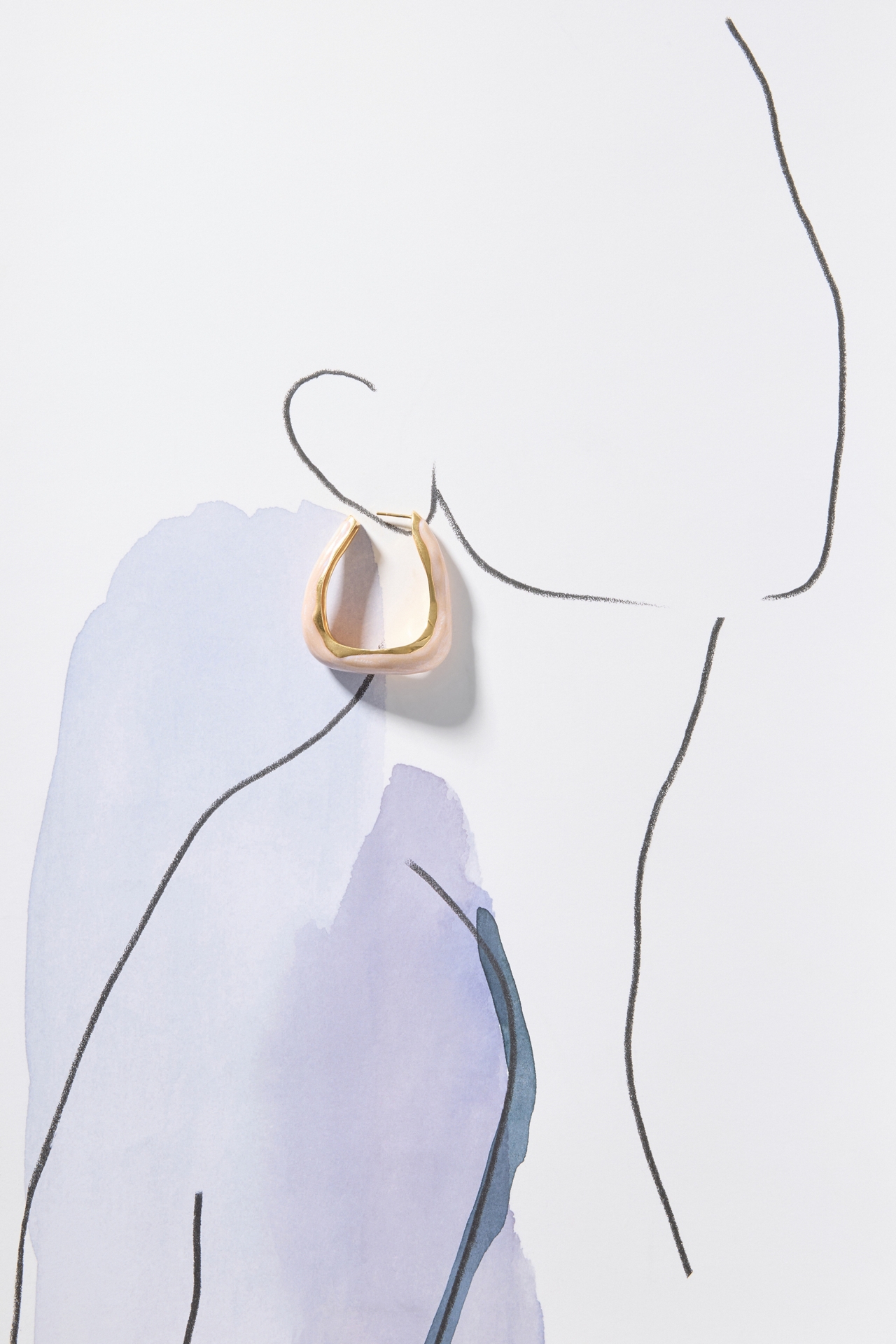 Joanna Laura Constantine Pearl Enamel Large Wave Hoop Earrings