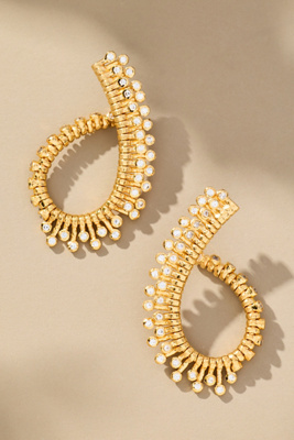 Joanna Laura Constantine Twisted Round Stone Earrings In Gold