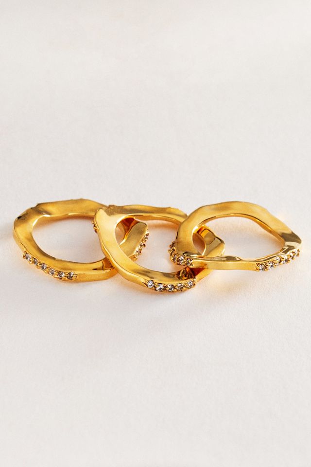 Joanna Laura Constantine Handset Stone Wave Rings, Set of 3 #1
